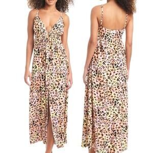 NEW Bar III Leopard Maxi Dress Size XL Ombre Pastel Cheetah Swim Cover Up Beach